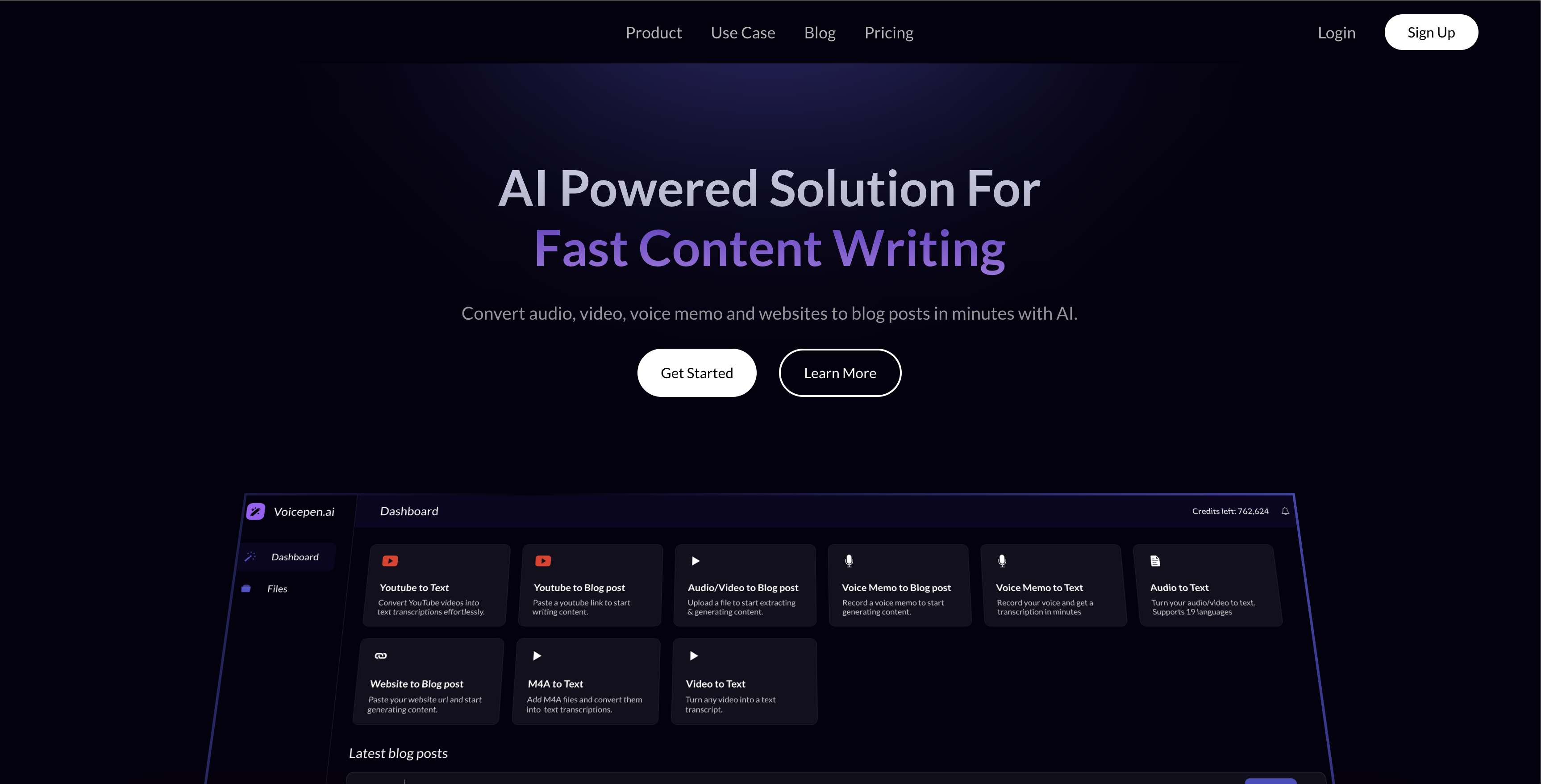 Voicepen - Screenshot showing the interface and features of this AI tool