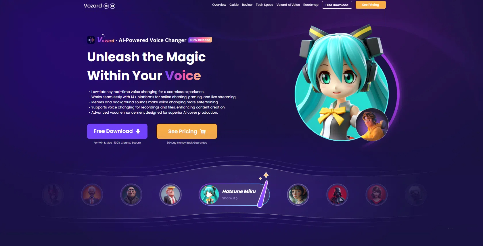 Vozard - Screenshot showing the interface and features of this AI tool