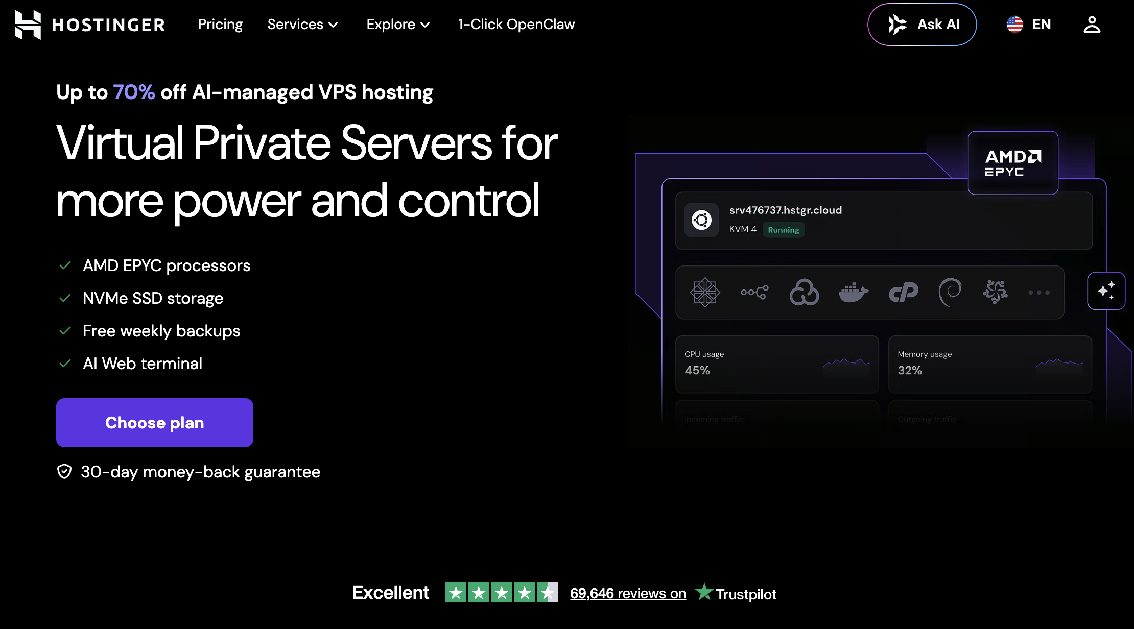 VPS Hosting | Hostinger - Screenshot showing the interface and features of this AI tool