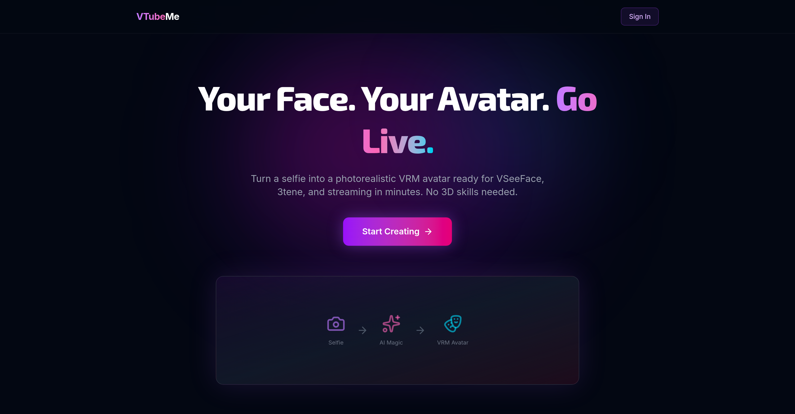 VTube Me - Screenshot showing the interface and features of this AI tool