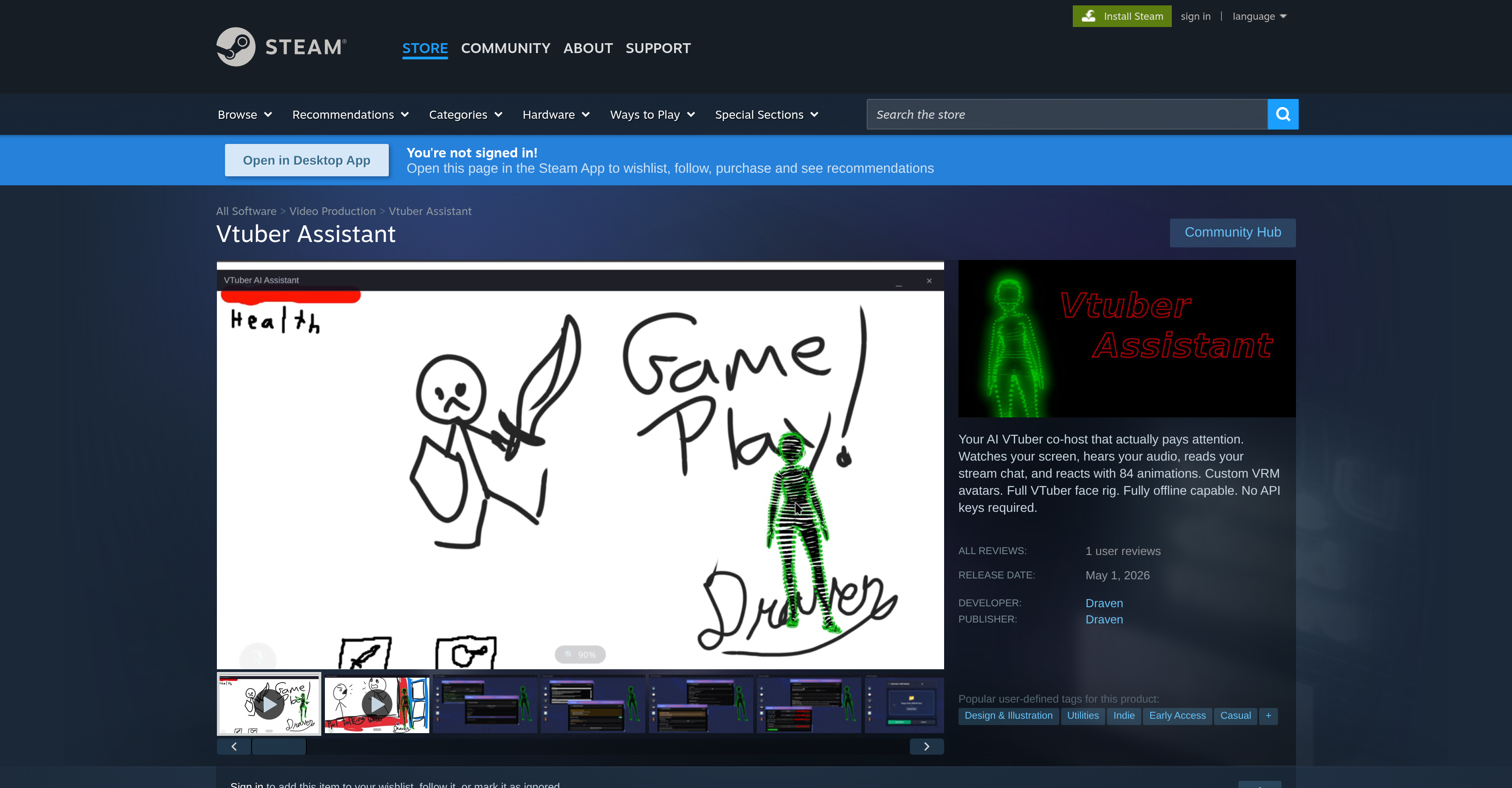 Vtuber Assistant - Screenshot showing the interface and features of this AI tool