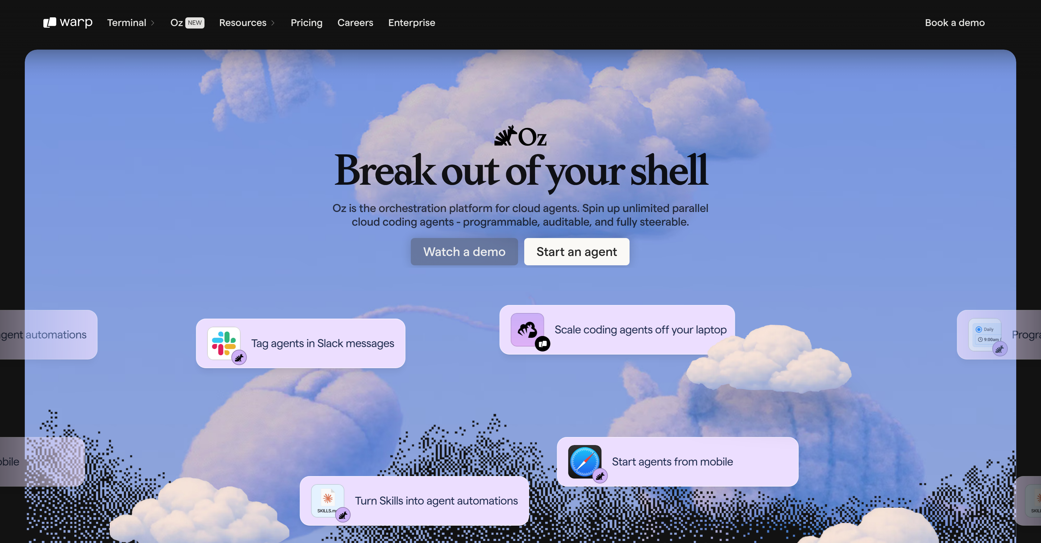 Warp.dev Oz - Screenshot showing the interface and features of this AI tool