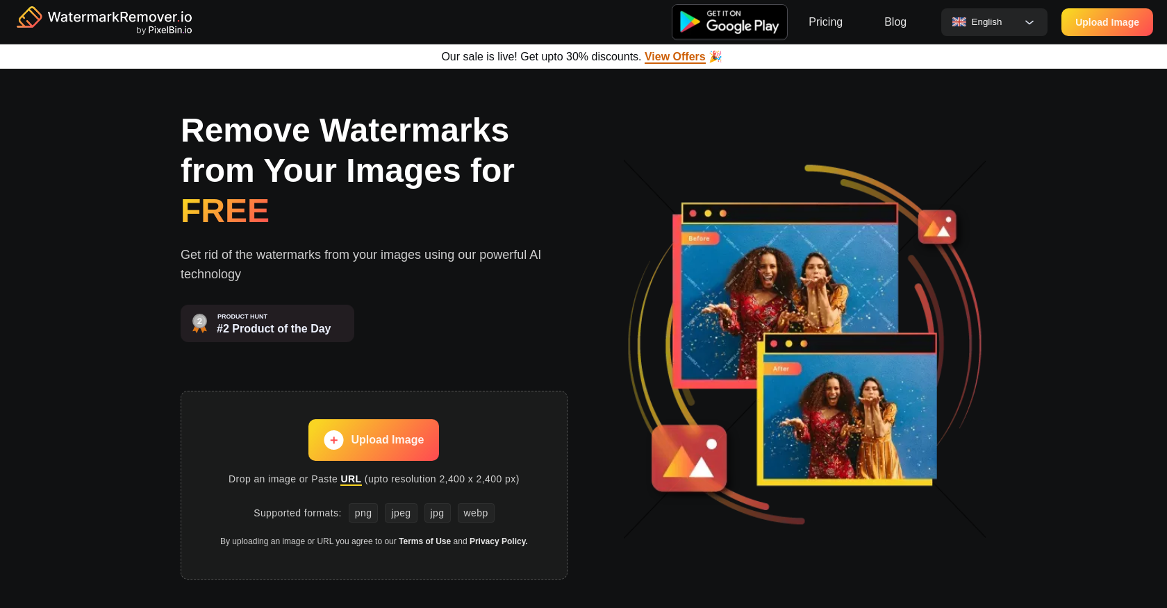 Watermark Remover - Screenshot showing the interface and features of this AI tool