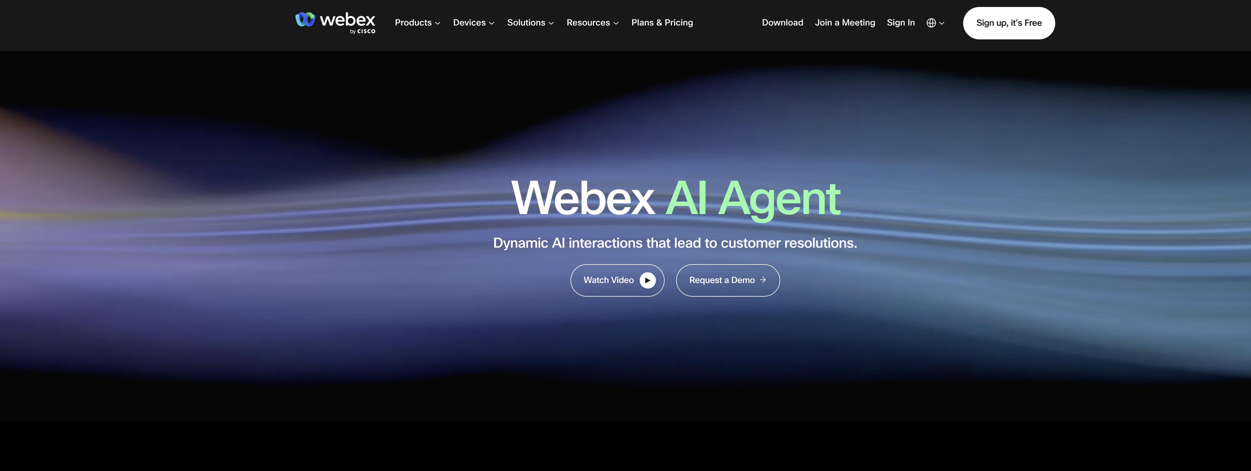 Webex AI Agent - Screenshot showing the interface and features of this AI tool