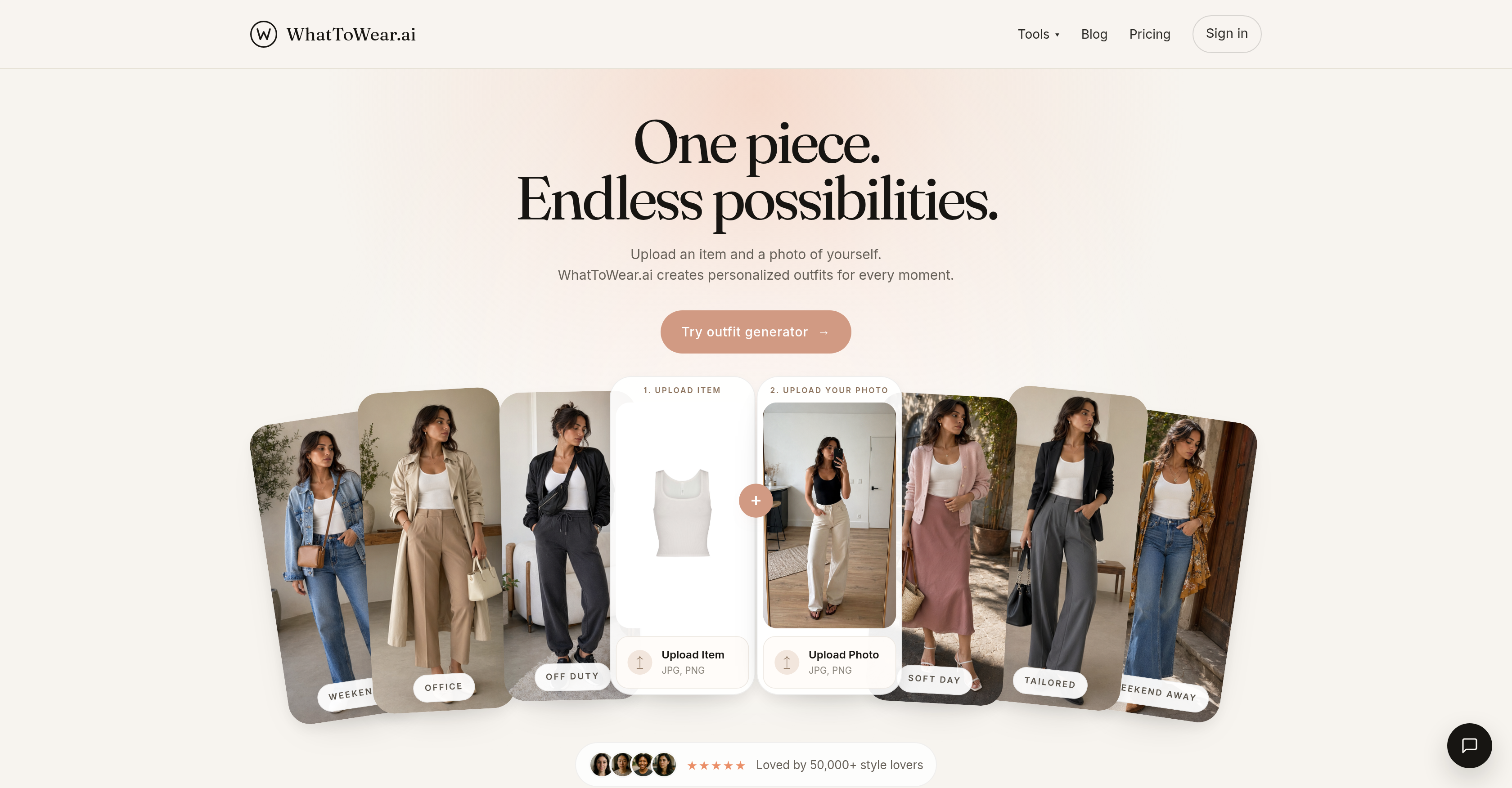 WhatToWear | Outfit Generator - Screenshot showing the interface and features of this AI tool