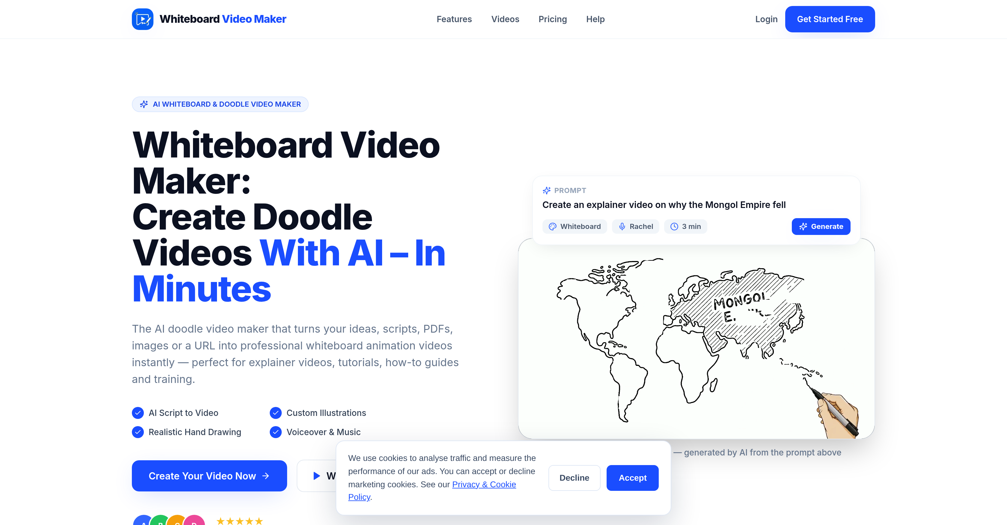 Whiteboard Video Maker - Screenshot showing the interface and features of this AI tool