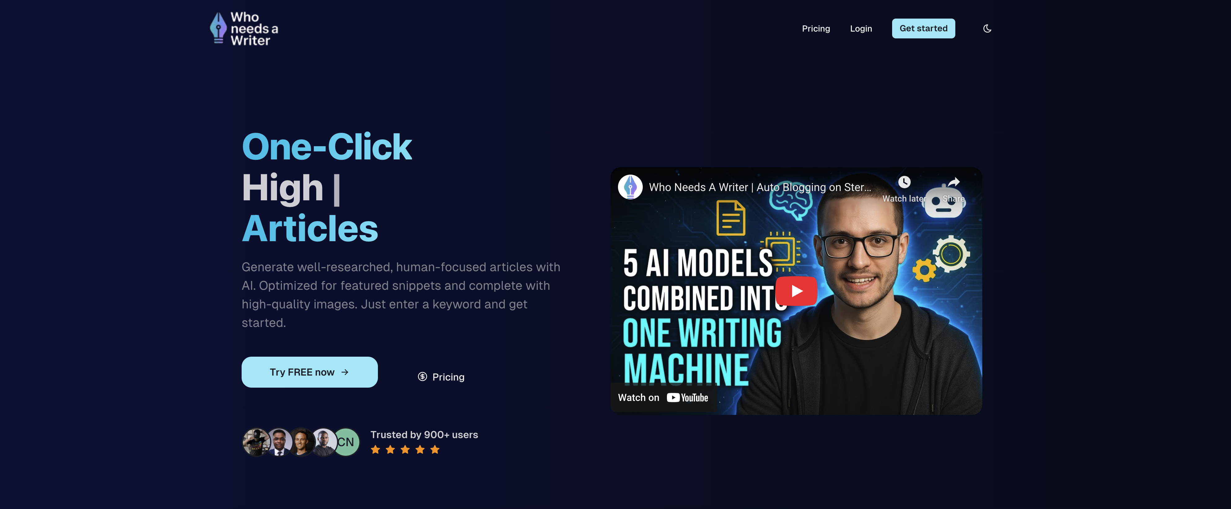 Who Needs a Writer - Screenshot showing the interface and features of this AI tool