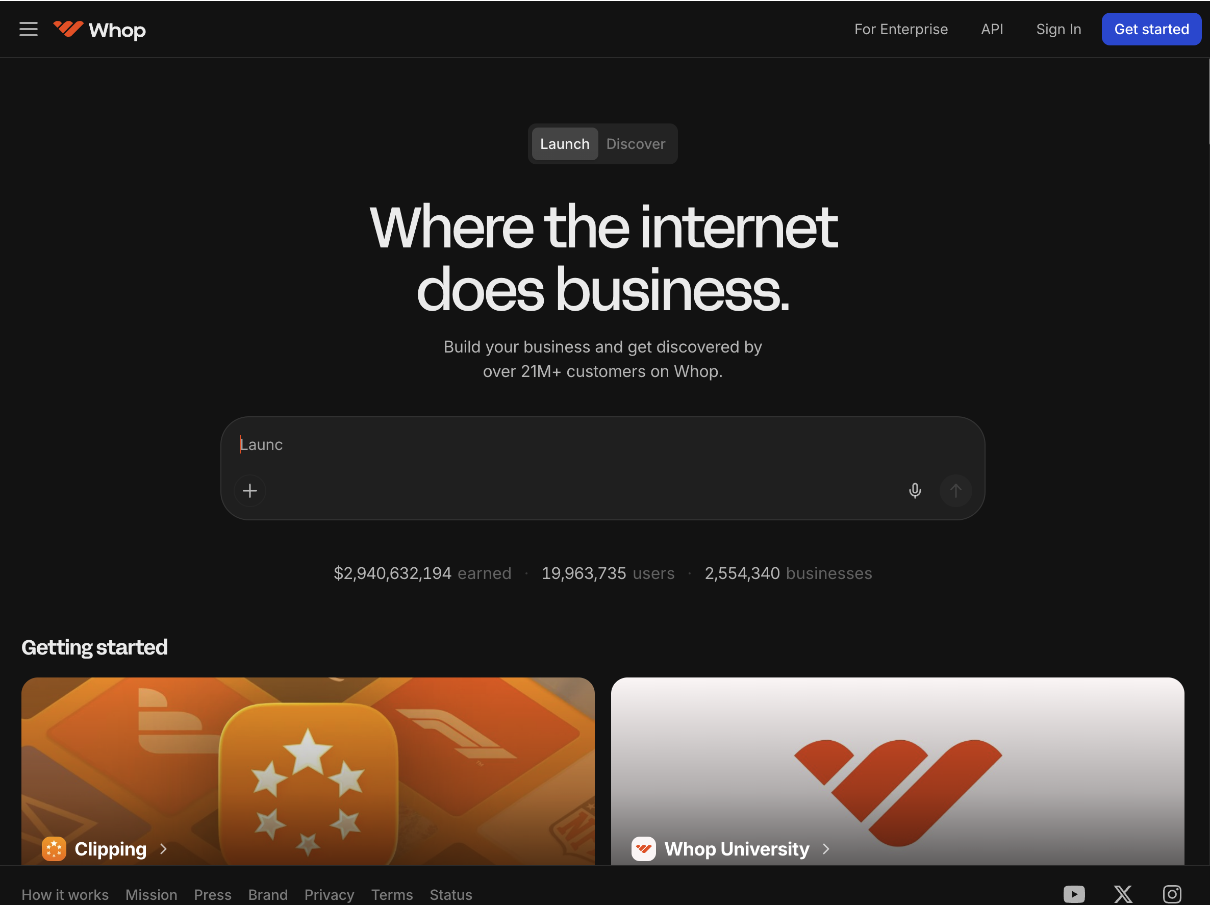 Whop - Screenshot showing the interface and features of this AI tool