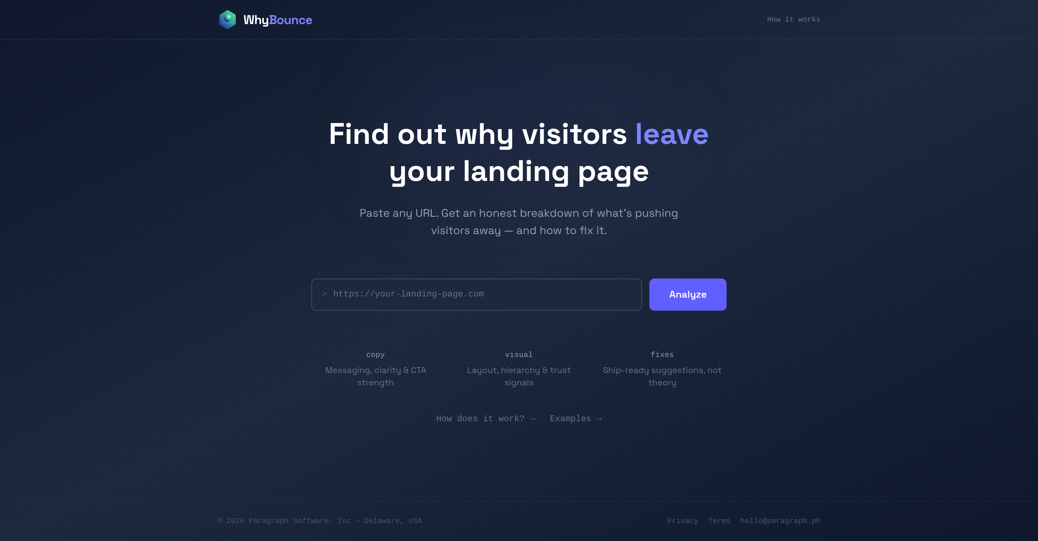 WhyBounce - Screenshot showing the interface and features of this AI tool