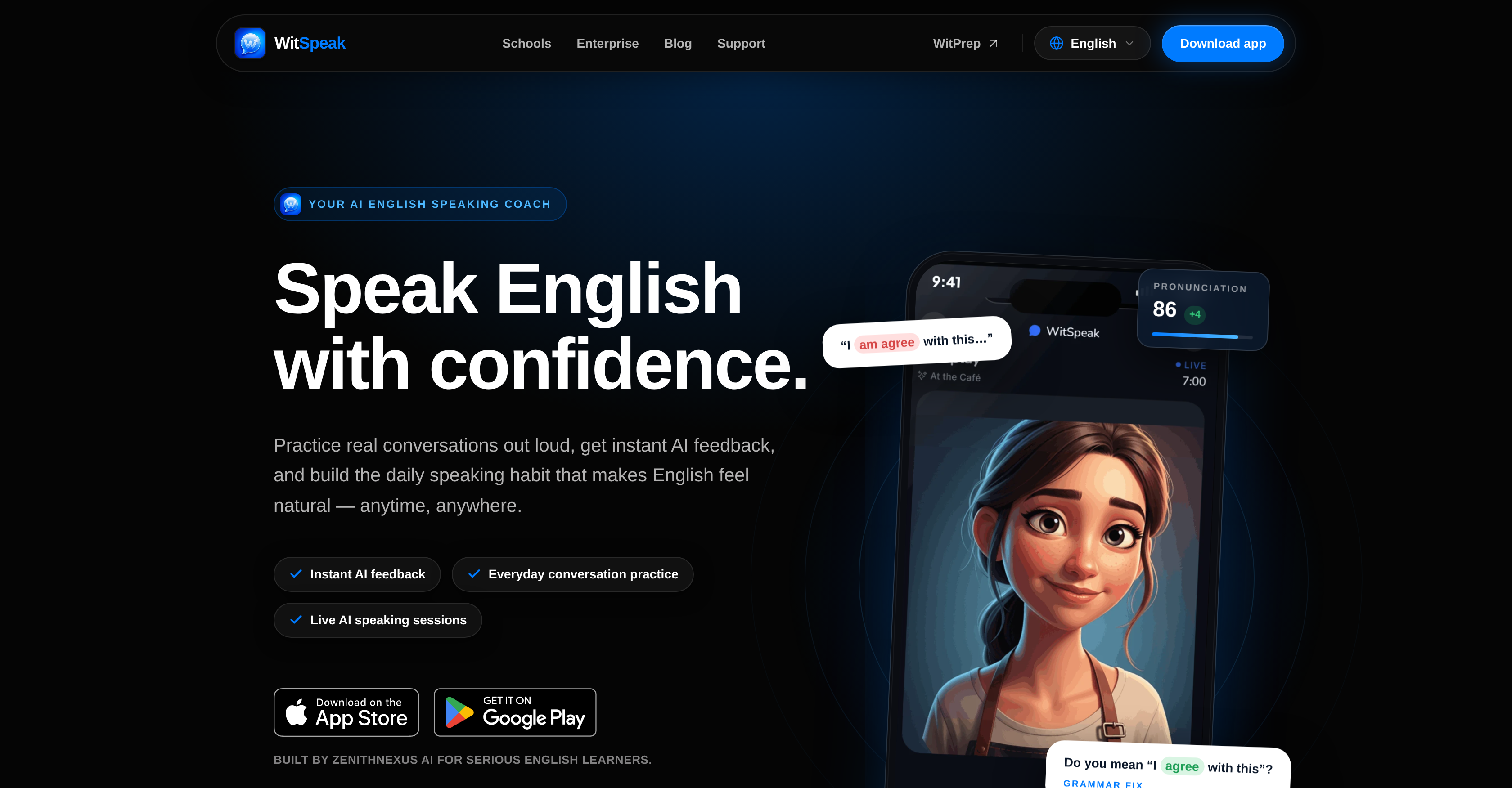 WitSpeak - Screenshot showing the interface and features of this AI tool