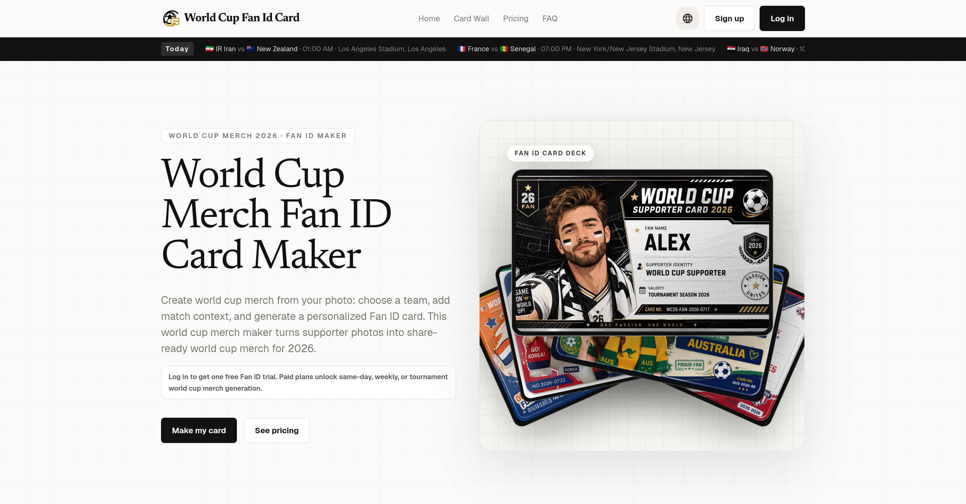 World Cup Fan Card - Screenshot showing the interface and features of this AI tool