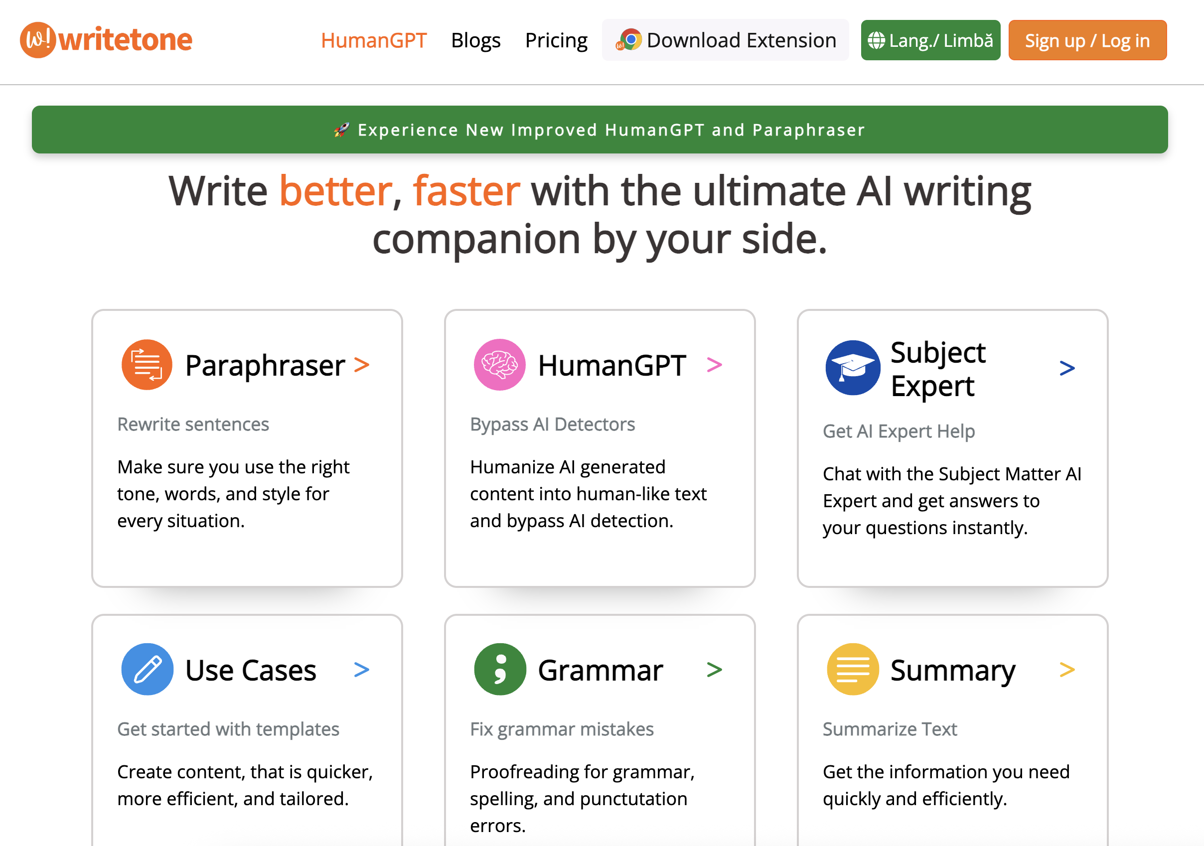 Write Tonev1.5 - Screenshot showing the interface and features of this AI tool