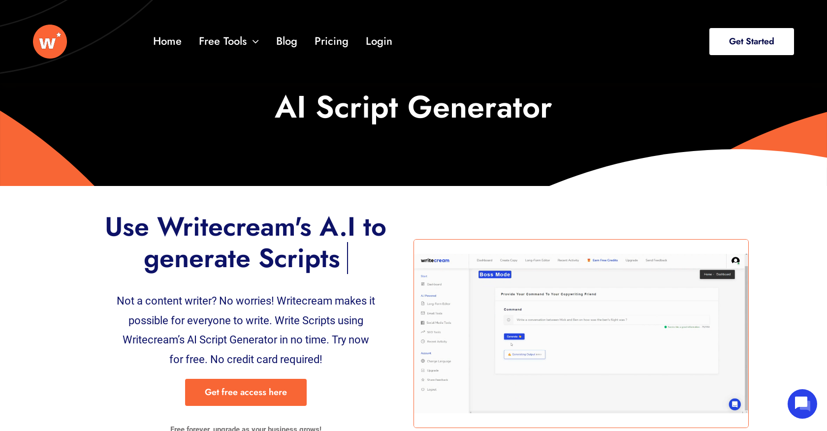 Writecream - Screenshot showing the interface and features of this AI tool