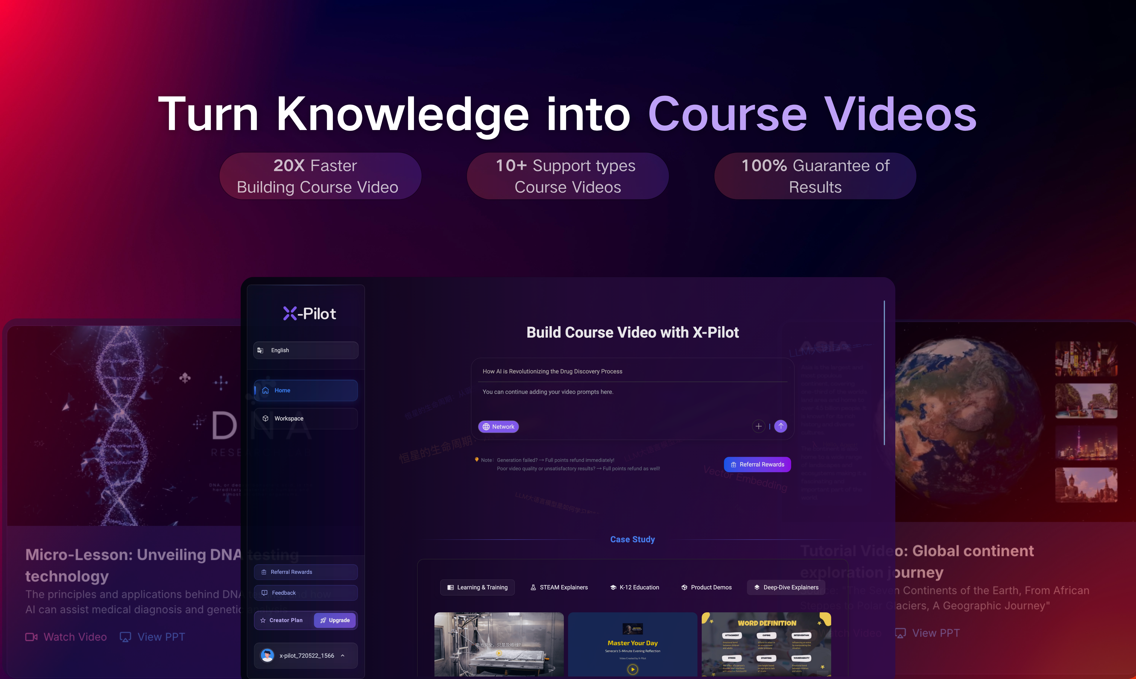 X-Pilot AI - Screenshot showing the interface and features of this AI tool