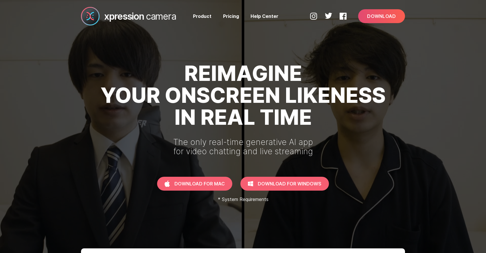 xpression camera - Screenshot showing the interface and features of this AI tool