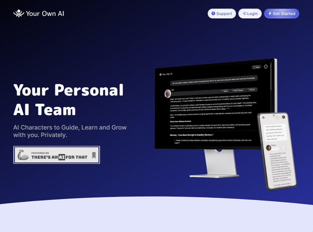 Your Own AI - Screenshot showing the interface and features of this AI tool