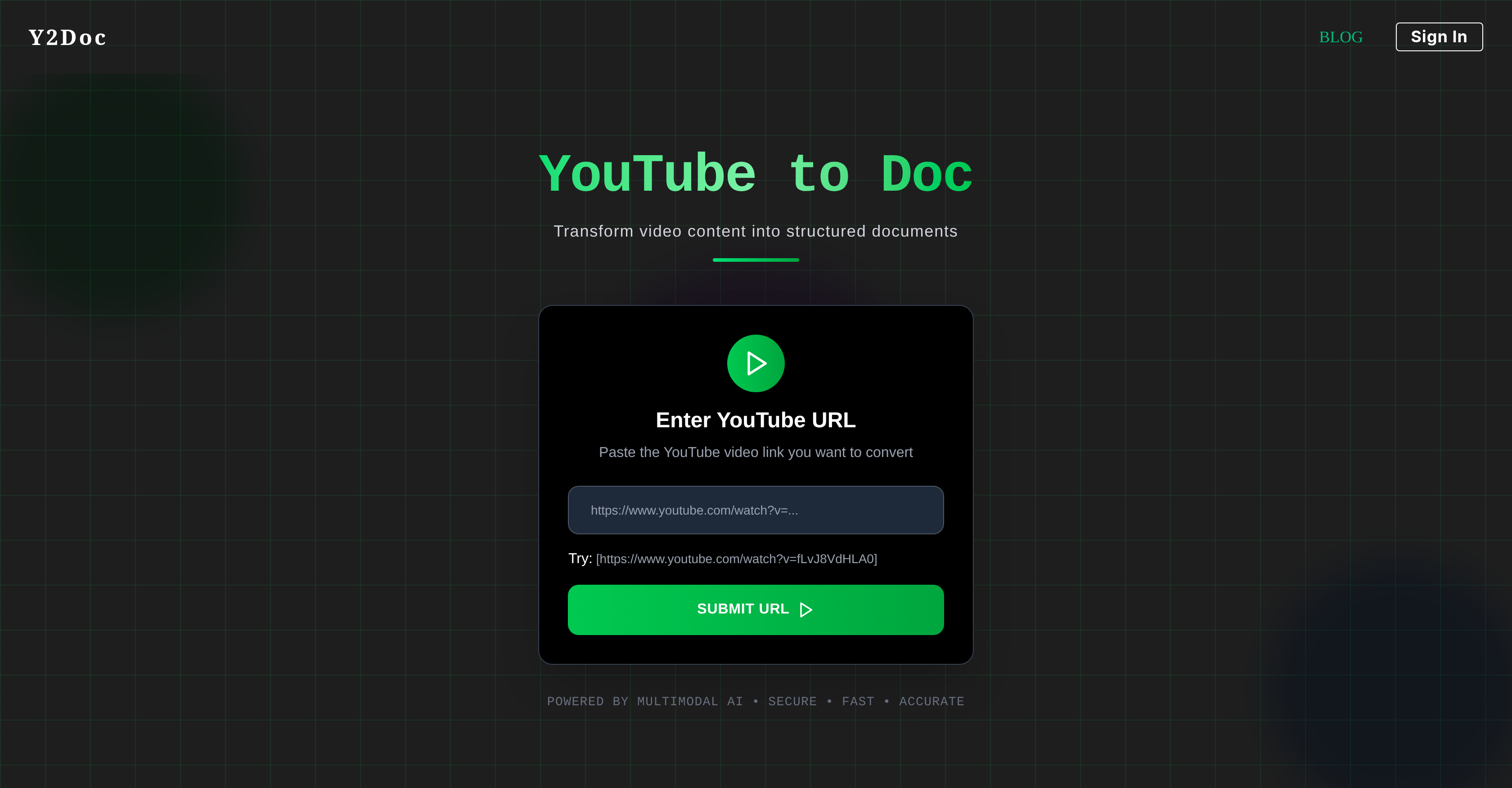 Y2Doc - Screenshot showing the interface and features of this AI tool