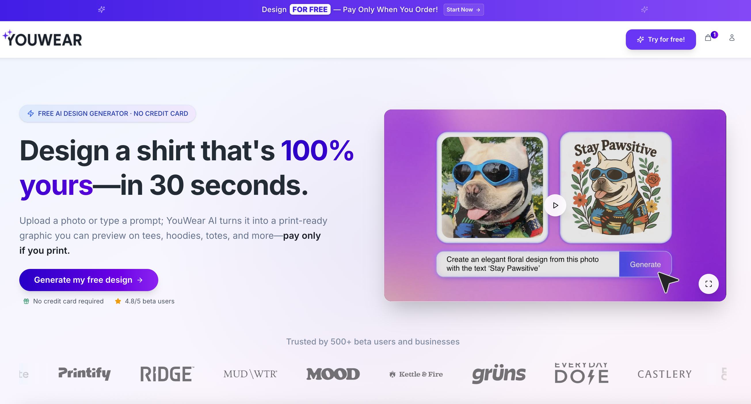 YouWear.ai - Screenshot showing the interface and features of this AI tool